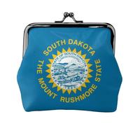 South Dakota State Flag Coin Purse-Leather Kiss Lock Wallet Small Clutch
