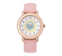 South Dakota State Flag Cute Women's Wrist Watches Analog Quartz Leather Strap Waterproof Ladies Watch