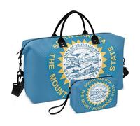 South Dakota State Flag Duffel Bags for Traveling & Make up Pouches Set of 2, Design Women Carry on Overnight Bags Luggage Gym Bag