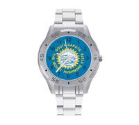 South Dakota State Flag Men's Business Watch Fashion Stainless Steel Wristwatches Custom Easy Read Watches for Women