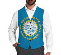 South Dakota State Flag Men's Suit Vest Formal Dress Waistcoat Vest Casual Business Vests for Suit Or Tuxedo XL