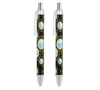 South Dakota State Flag Retractable Ballpoint Pens 0.5mm Fine Black Inks Roller Smooth Writing Office Supplies 2 PCS