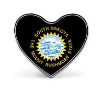 South Dakota State Flag Unisex Novelty Brooches & Pins Heart Metal Lapel Badge for Clothing Shawl Hat