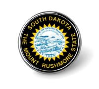 South Dakota State Flag Unisex Novelty Brooches & Pins Round Metal Lapel Badge for Clothing Shawl Hat