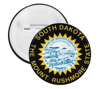 South Dakota State Flag Unisex Novelty Brooches & Pins Round Tinplate Lapel Badge for Clothing Shawl Hat