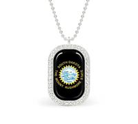 South Dakota State Flag Women's Necklaces Lightweight Alloy Pendant Diamond Necklace Ladies Jewelry Gift