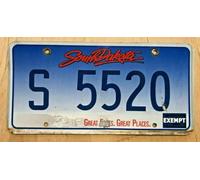 South Dakota State Govt Exempt Graphic Auto License Plate S 5520" Sd 6x12 inches License Plate Sign