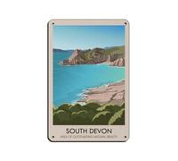 South Devon AONB Travel Poster Retro Poster Metal Tin Sign Chic Art Retro Iron Painting Bar People Cave Cafe Family Garage Poster Wall Decoration 8x12inch(20x30cm)