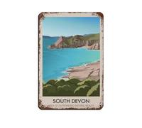 South Devon AONB Travel Poster Tin Sign Vintage Metal Pub Club Cafe Bar Home Wall Art Decoration Poster Retro 8x12inch(20x30cm)