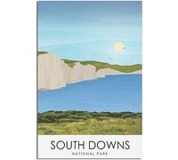 South Downs National Park Vintage Travel Poster Retro Wall Art Canvas Poster Art Print Room Decor Home Decor Unframed 40x60cm
