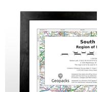 South East England: Regional Map - Black Wood Frame