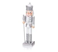 South Eastern Horticultural Nutcracker Soldier + Staff 38cm Tall White/Silver Premier Christmas Decorations