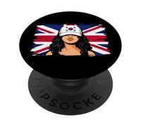 South Korea Britain Flag Women Roots British Korean Heritage PopSockets Adhesive PopGrip