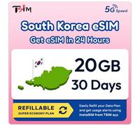South Korea eSIM | 20GB Super Saver Refillable Plan! QR Code Sent via Email in 24Hrs - Scan & Use Immediately | Auto Activating 30 Day Validity | 5G Speed + Hotspot | Data-Only No Phone Number