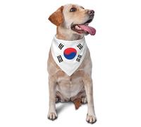 South Korea Flag Dog Bandanas Triangle Scarf for Cats and Dogs Adjustable Pet Neck Accessory Decorative Washable Durable