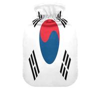 South Korea Flag Hot Water Bottle with Soft Cover, 2L Hot Compress for Neck Shoulder Warmer