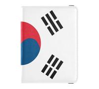 South Korea Flag Leather Passport and Vaccine Card Wallet Combo Travel Passport Wallet With Vaccination Card Slot Passport Holder Combo with Vaccine Card Slot for Travel Essential Waterproof