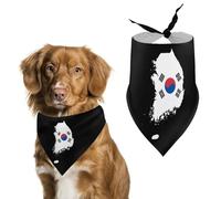 South Korea Flag Map Printed Dog Bandanas Funny Pets Triangle Scarf Puppies Handkerchief for Small Medium Large Dogs Cats Pet
