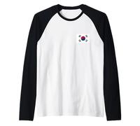 South Korea Flag Minimalist On The Chest Raglan Baseball Tee