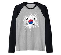 South Korea Flag Paint Splatter Raglan Baseball Tee