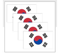 South Korea Flag Stickers Pack of 4 (75 x 50 mm) Waterproof KOR Labels for Bike Van Laptop Car Helmet Ipad Fridge Packwith® #P1020