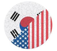 South Korea Flag Wooden Jigsaw Puzzles for Adults Funny Intelligent Games Round Home Decor Artwork