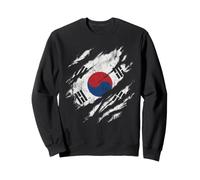 South Korea Flag Worn Look Patriotic Design Sweatshirt