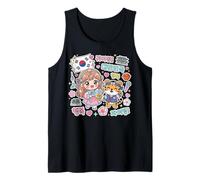 South Korea Kawaii Sticker Bomb Hangul Hanbok Boba Tiger Tank Top