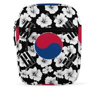 South Korea Korean Flag Hibiscus Flowers Mini Crossbody Bag Unisex Anti-Theft Side Shoulder Bags Travel Small Messenger Bag