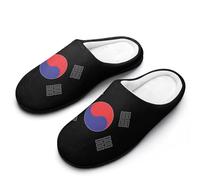 South Korea Korean Logo Breathable Slippers Women Slip On Winter Warm House Slippers Shoes Bedroom 9-10（40-41）