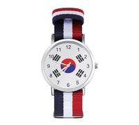 South-Korea-Korean-Logo Watches for Mens Womens Analog Quartz Easy to Read Adjustable Nylon Strap