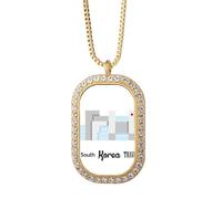 South Korea Landmarks The Building Necklace Pendant Diamond Crystal Golden Jewelry