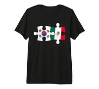 South Korea Mexico - Puzzle Flag Distressed Design Premium T-Shirt