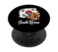 South Korea National Flag With Siberian Tiger PopSockets Adhesive PopGrip