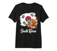 South Korea National Flag with Siberian Tiger Premium T-Shirt