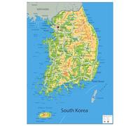 South Korea Physical Poster Map - 23.3 x 16.5 Inches - Paper Laminated