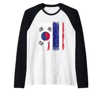 South Korea Thailand Half Flag Korean Thai Roots Raglan Baseball Tee