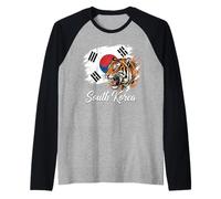 South Korea Tiger Roaring Flag Raglan Baseball Tee