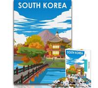 South Korea Travel Poster Jigsaw Puzzles for Adults 1000 Pieces,Challenging Game And Family Play for Is Ideal As A Gift for The Whole Family 38x26cm