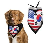South Korea USA Flag Heart Dog Bandanas Triangle Scarfs Printing Bib Scarf Adjustable Accessories for Small Dogs And Cats