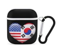 South Korea USA Flag Heart Earphone Case PC Bluetooth Headphone Case Compatible with Airpods 1/Airpods 2 White-style
