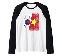 South Korea Vietnam Half Flag South Korean Vietnamese Jersey Raglan Baseball Tee