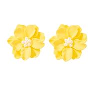 South Korea's Simple and Versatile Exaggerated Camellia Earrings for Fresh and Three Dimensional Pearl Earrings with White Flowers, m, As described