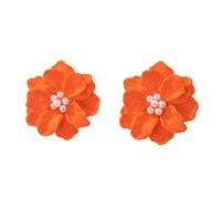 South Korea's Simple and Versatile Exaggerated Camellia Earrings for Fresh and Three Dimensional Pearl Earrings with White Flowers, m, As described