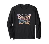 South Padre Island Butterfly - Texas Beach City Word Art Long Sleeve T-Shirt