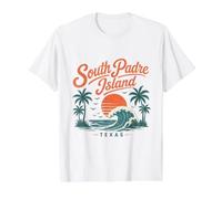 South Padre Island Texas Sunset Wave Palm Trees Value Graphic T-Shirt, Men, White, M
