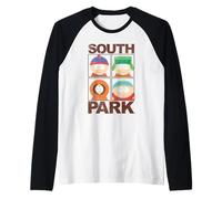 South Park Character Grid Distressed Funny Cartoon Raglan Baseball Tee