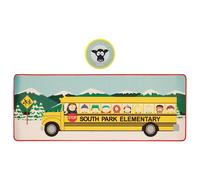 South Park Elementary School Bus Desk Pad & Coaster Set - Official Non-Slip Gaming and Work Mat with Reinforced Edges, 800×300 mm Desk Mat + 100 mm Coaster