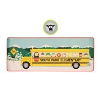 South Park Elementary School Bus Desk Pad & Coaster Set - Official Non-Slip Gaming and Work Mat with Reinforced Edges, 800×300 mm Desk Mat + 100 mm Coaster