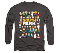 South Park Full Cast Unisex Long Sleeve T Shirt, Charcoal, X-Large